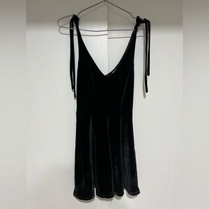 & Other Stories Black Velvet Midi Dress